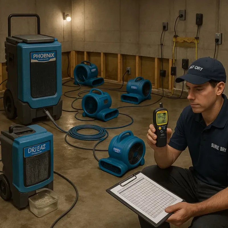 Structural Drying and Dehumidification process in Huntington Woods, MI
